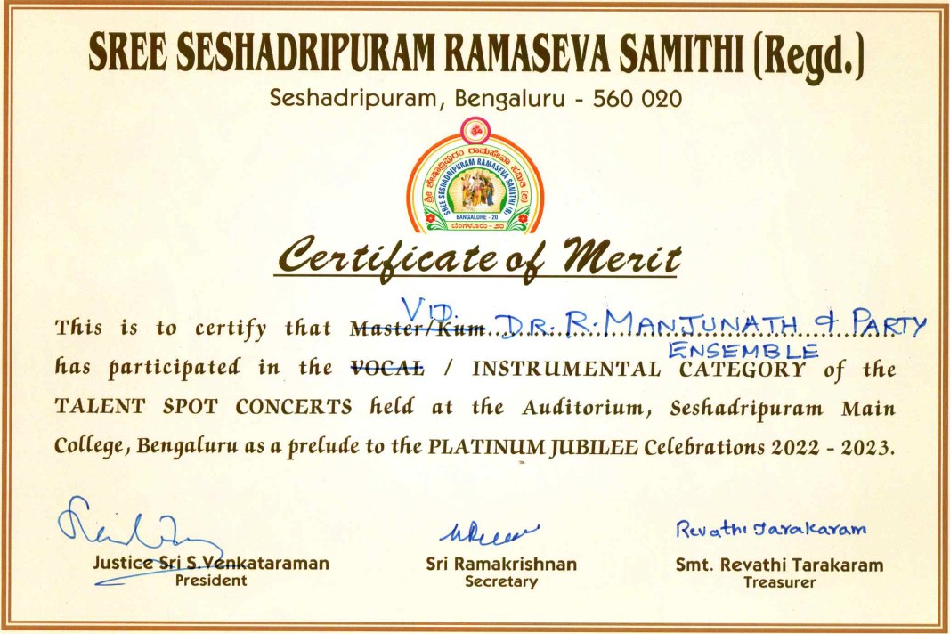 Saxophone Manjunath with musical instruments