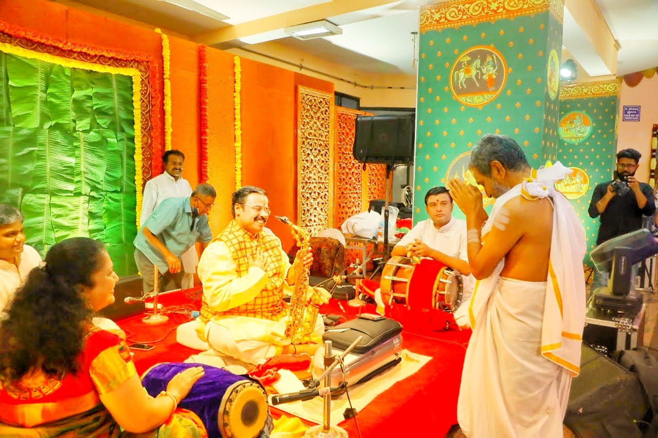 Saxophone Manjunath with musical instruments